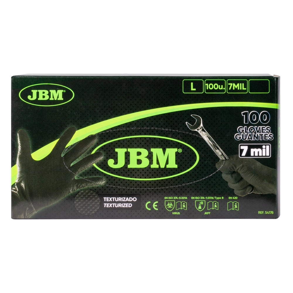 54178 gants nitriles noirs JBM